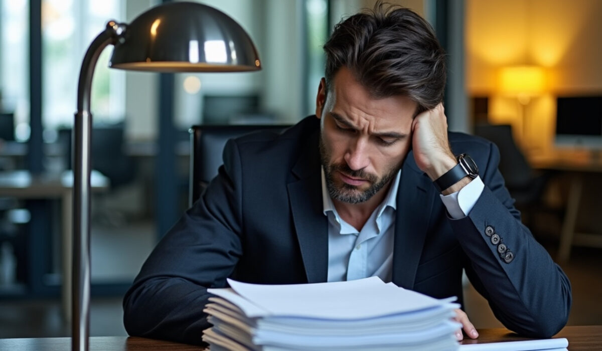 man at desk burnt out