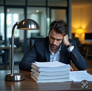 man at desk burnt out